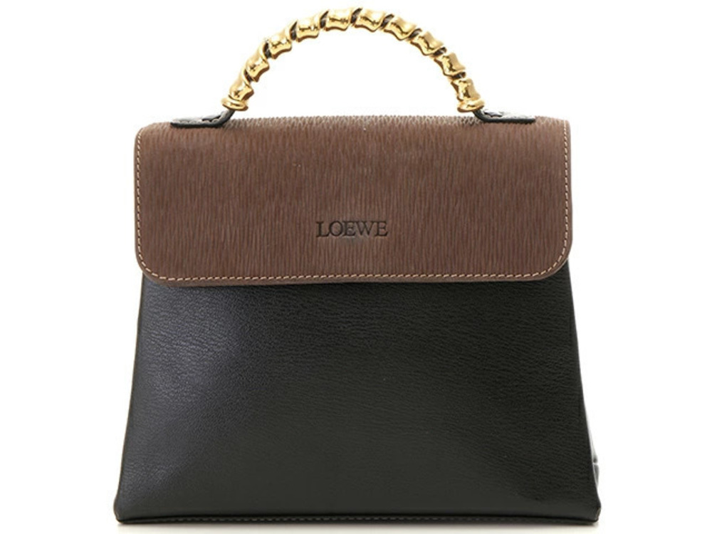 Loewe Velzquez Handbag Brown Black Calfskin